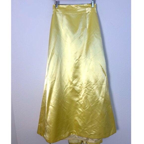 Vintage 100% silk Kay Unger Skirt Women 8 Yellow maxi lined high waisted pleated - Picture 1 of 11